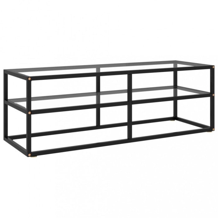 vidaXL Comodă TV, cu sticlă securizată, negru, 120 x 40 x 40 cm