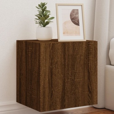 Gossi comoda tv de perete cu lumini led, stejar maro, 40,5x35x40 cm foto
