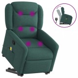 VidaXL Fotoliu rabatabil de masaj, cu ridicare, verde &icirc;nchis, textil