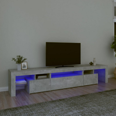 Comoda TV cu lumini LED, gri beton, 215x36,5x40cm GartenMobel Dekor foto