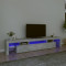 Comoda TV cu lumini LED, gri beton, 215x36,5x40cm GartenMobel Dekor