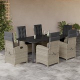 VidaXL Set mobilier de grădină cu perne, 7 piese gri deschis poliratan
