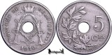 1910, 5 Centimes - Albert I - Regatul Belgiei - inscripție franceză, Europa