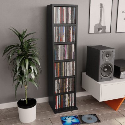 vidaXL Dulap CD-uri, negru, 21x20x88 cm, lemn compozit foto