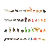 Set 48 de figurine din plastic, animale salbatice, animale de la ferma, marine si dinozauri, multicolor