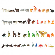 Set 48 de figurine din plastic, animale salbatice, animale de la ferma, marine si dinozauri, multicolor