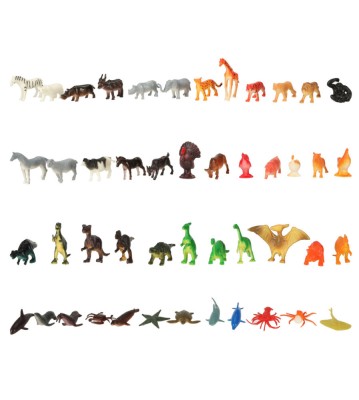 Set 48 de figurine din plastic, animale salbatice, animale de la ferma, marine si dinozauri, multicolor foto