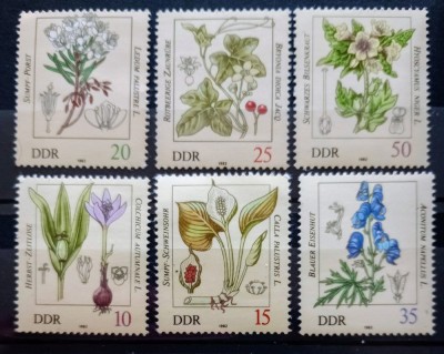 Germania DDR 1982 flori,plante otrăvitoare serie 6v Nestampilata foto