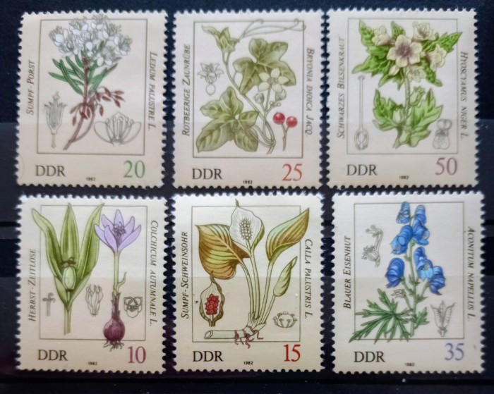 Germania DDR 1982 flori,plante otrăvitoare serie 6v Nestampilata