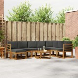 vidaXL Set de canapele de exterior cu pernă 9 pcs Natural și Antracit 3366835