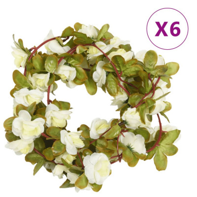 vidaXL Ghirlande de flori artificiale, 6 buc., alb, 250 cm foto