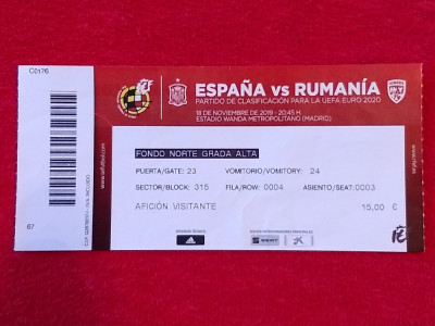 Bilet meci fotbal SPANIA - ROMANIA (18.11.2019) foto