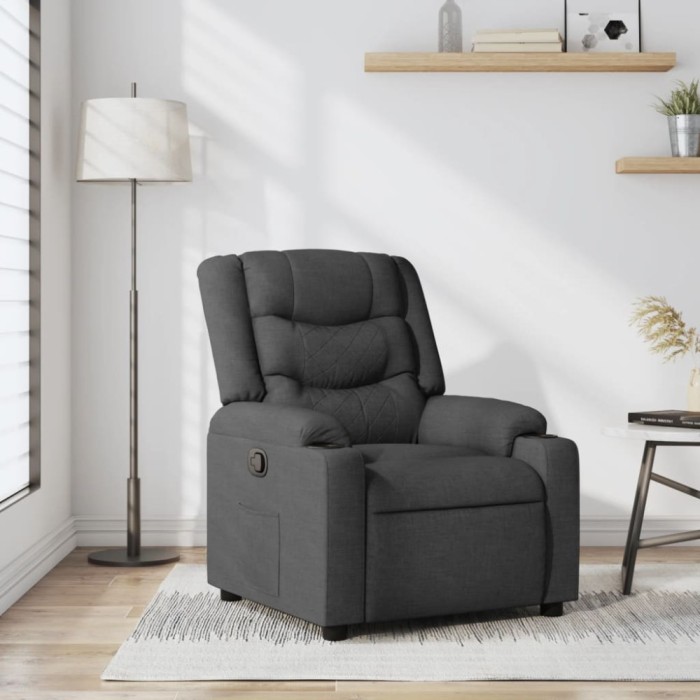 vidaXL Fotoliu rabatabil, gri &icirc;nchis, material textil 374128