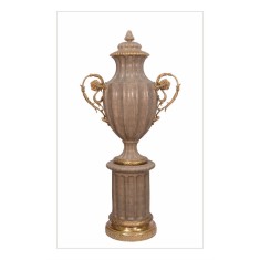 Vaza impunatoare bej din portelan cu bronz CC-54