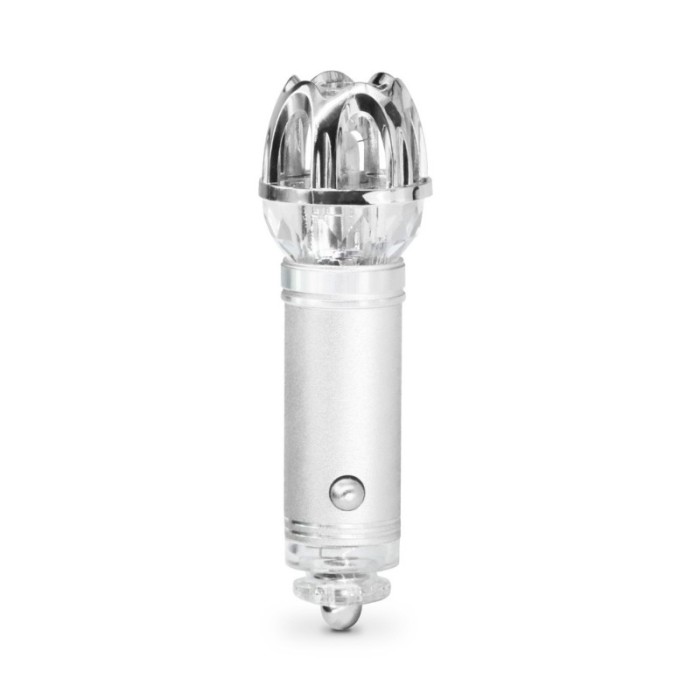 Mini purificator de aer, auto, argintiu, compact si elegant, usor de asezat in orice autovehicul, functioneaza prin ionizare