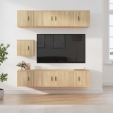 Cumpara ieftin Set dulapuri TV, 7 piese, stejar sonoma, lemn prelucrat