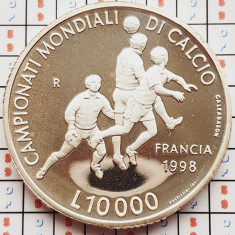 1331 San Marino 10000 Lire 1998 World Cup km 376 UNC argint