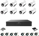 Sistem supraveghere video profesional 8 camere exterior 2 MP 1080P full hd IR20m, XVR 8 canale, accesorii full, live internet SafetyGuard Surveillance, Dahua