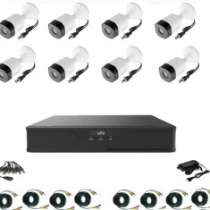 Sistem supraveghere video profesional 8 camere exterior 2 MP 1080P full hd IR20m, XVR 8 canale, accesorii full, live internet