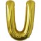 Balon folie metalizata litera u, flippy, 40 cm, umflati cu heliu sau aer, ambalaj individual, pai inclus, auriu