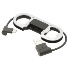 Breloc metalic cu cablu Micro-USB incorporat si desfacator de sticle, Negru foto
