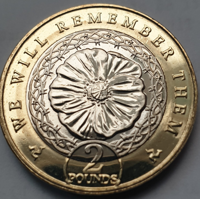 2 pounds 2021 Isle of Man , Poppy , unc, We Will Remember Them