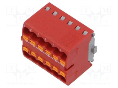 Bloc de distribuție PTFIX 17,5A 450V 12 terminale push-in PHOENIX CONTACT roșu pentru șină DIN foto
