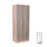 Dulap Sifonier Miami 80x205 cm, Stejar York + Sonoma, 5 Rafturi, 2 Sertare, Dormitor/Hol