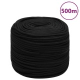 VidaXL Fr&acirc;nghie de lucru, negru, 8 mm, 500 m, polipropilenă