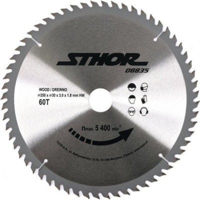 STHOR Disc circular pentru lemn 250x30X3mm, 60T foto