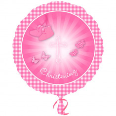 Balon folie 45cm Christening Booties Pink, Amscan 29306 foto