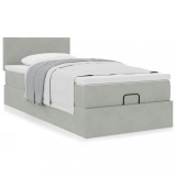 Gossi cadru de pat otoman cu saltea gri deschis 90x200cm catifea
