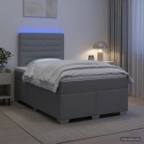 Cumpara ieftin Pat boxspring cu saltea Gri deschis 120 x 190 cm Tesatura