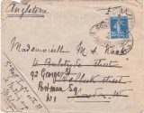 AMS % - PLIC CIRCULAT 1917 FRANTA, ȘTAMPILĂ CONTROL MILITAR, SIGILIU CEARA