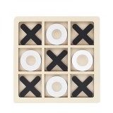 Jucarie montessori tic tac toe, flippy, educativa, interactiva, din lemn, x si o, 9 piese, 14.3x14.3 cm, negru alb