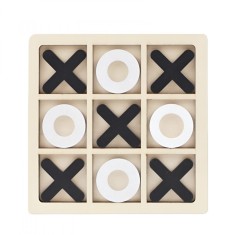 Jucarie montessori tic tac toe, flippy, educativa, interactiva, din lemn, x si o, 9 piese, 14.3x14.3 cm, negru alb
