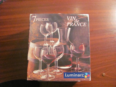 CY - Set 7 piese / carafa + 6 pahare / pentru vin / nefolosite / LUMINARC foto