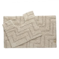 Set Covorașe Baie, Bej, 2 Buc, Bumbac, Model cu Dungi
