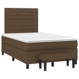 Cumpara ieftin Pat box spring cu saltea, maro inchis, 120x190 cm, textil