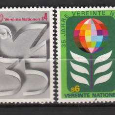 TIMBRE 142 8, ONU, VIENA, 1980, 35 DE ANI ONU .