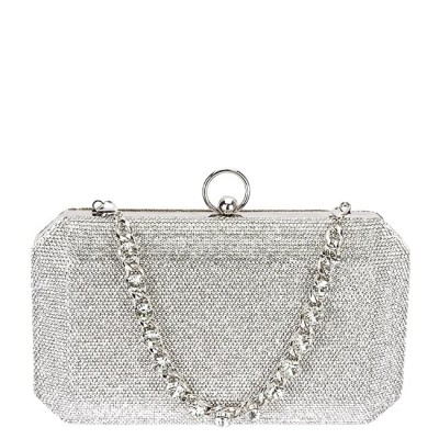 Geanta clutch argintiu cu pietricele BCK-1110 05 foto