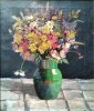 Pictura Ulei pe Panza Semnata, Vas cu Flori de Camp, Tablou Vechi 63x55 cm