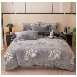Cumpara ieftin Lenjerie Cocolino 4 Piese Pentru Pat Dublu cu Elastic- JOJ808 Frunze Gri
