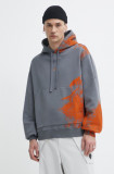 A-COLD-WALL* hanorac de bumbac Brushstroke Hoodie barbati, culoarea gri, cu glugă, cu imprimeu, ACWMW183