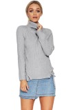 Cumpara ieftin BL1001-18 Pulover tricotat, cu spect reiat, guler inalt si snur pe laterale, M/L, XL