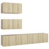 Cumpara ieftin Set dulapuri TV, 4 piese, stejar sonoma, lemn prelucrat