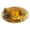 Decorațiune Crăciun, Lum&acirc;nare, Platou, Culoare Aurie, &Icirc;nălțime 14cm