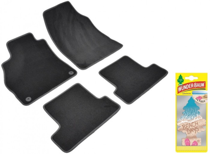 Covorase auto din mocheta Umbrella pentru Renault Megane III Generation (2010-2015) + Odorizant Auto Bradut Wunder-baum Beach Days