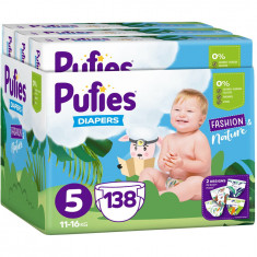 Scutece Pufies Fashion&amp;Nature, Monthly Box, 5 Junior, 11-16 kg, 138 buc