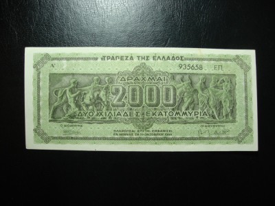 GRECIA 2000 MILIOANE DRAHME 1944 AUNC/UNC foto